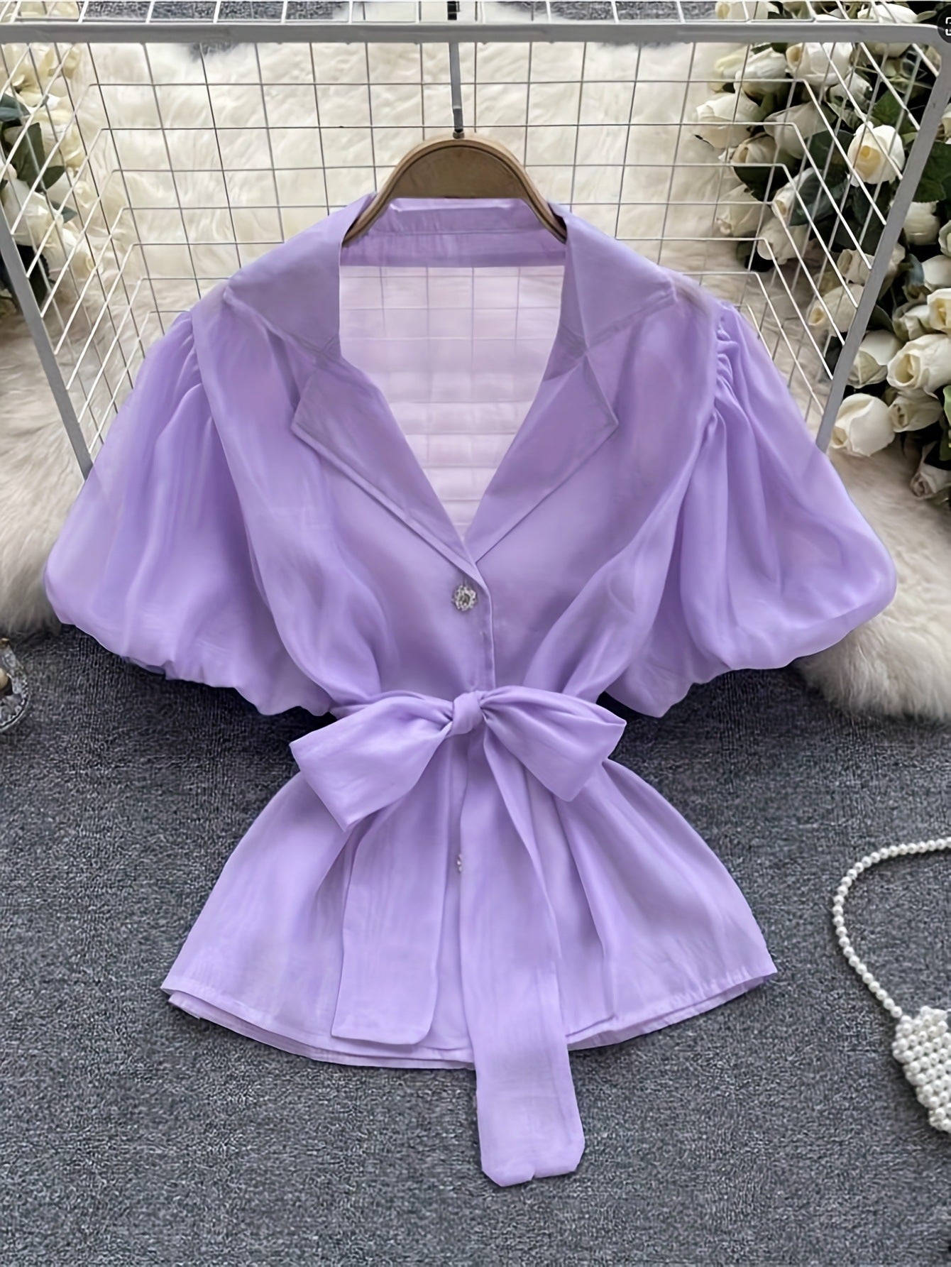 Haut cardigan polyvalent haut de gamme ajusté à la taille violet