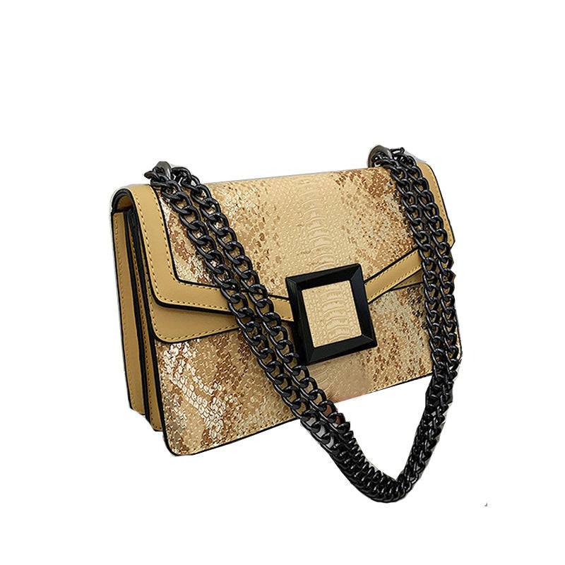Snake Print Chain Crossbody Shoulder Bag for Women 24x16x10cm