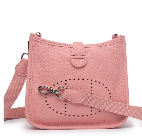 Women's Cowhide Hollow Bucket Shoulder Messenger Bag
