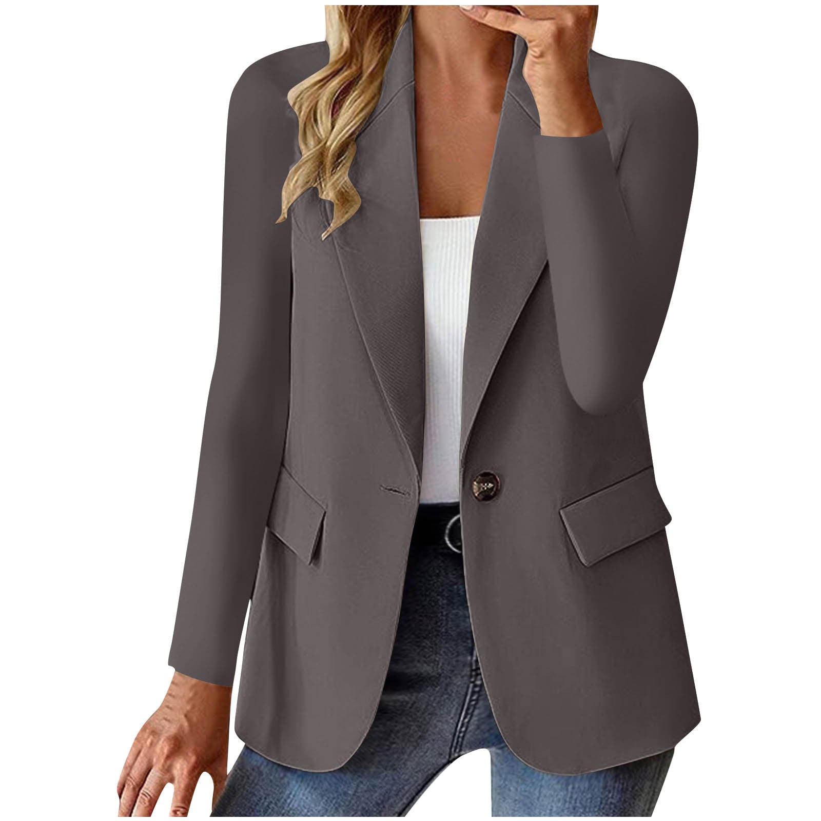 Women's Long Sleeve Solid Color Slim Fit Cardigan Jacket in Multiple Colors S-XXXL