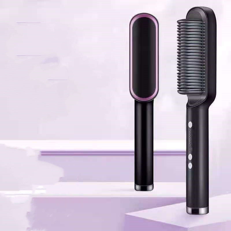2-in-1 Electric Hair Straightener & Hot Comb with Negative Ion Curling Tong