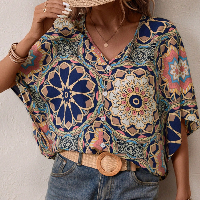 European And American New V-neck Women's Shirt