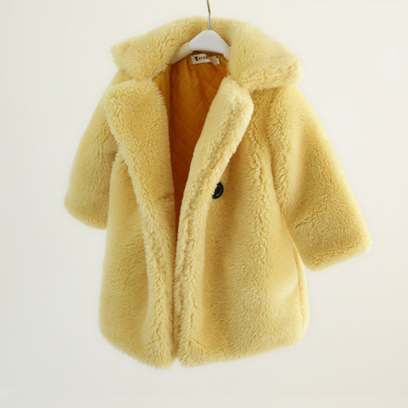 Big Kids Cashmere Fur Coat for Autumn and Winter
