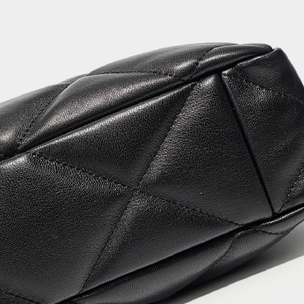 Women's Leather Rhombus Chain Shoulder Bag – Small & Large Black Options