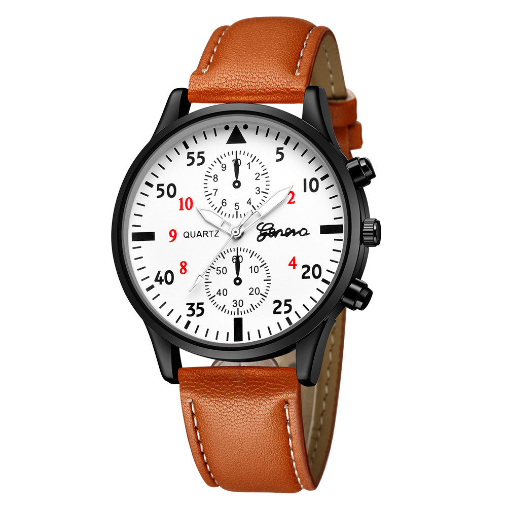 Montre décontractée à quartz pour homme avec cadran de 42 mm et bracelet en PU, cadeau idéal