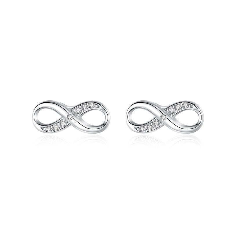 Boucles d'oreilles clous en argent sterling 925 avec nœud et zircon