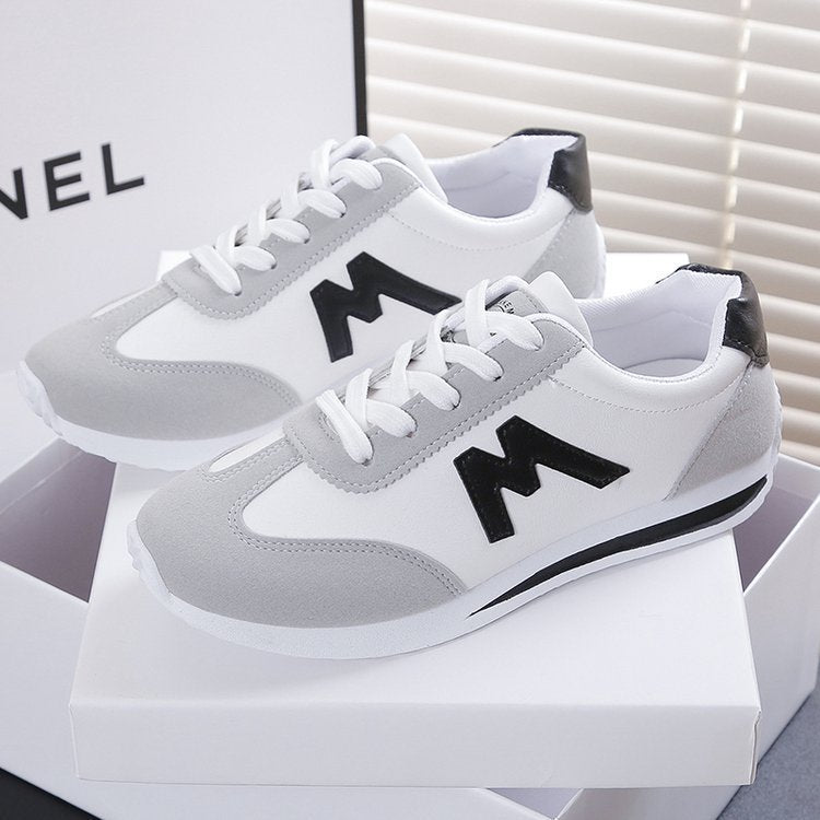 Women's Casual Leather Running Shoes Low Top Flat Heel