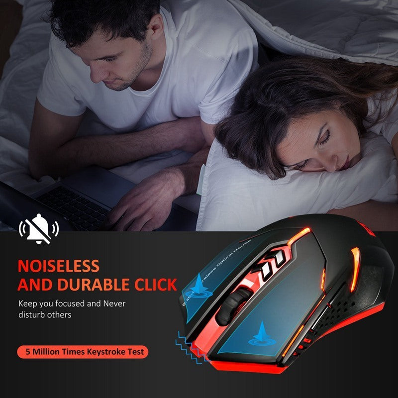 Silent Power-Saving Wireless Mouse with Luminous LED and 7 Buttons