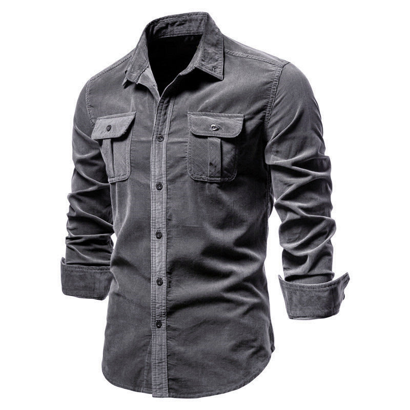 Men's Blue Linen Long Sleeve College Shirt