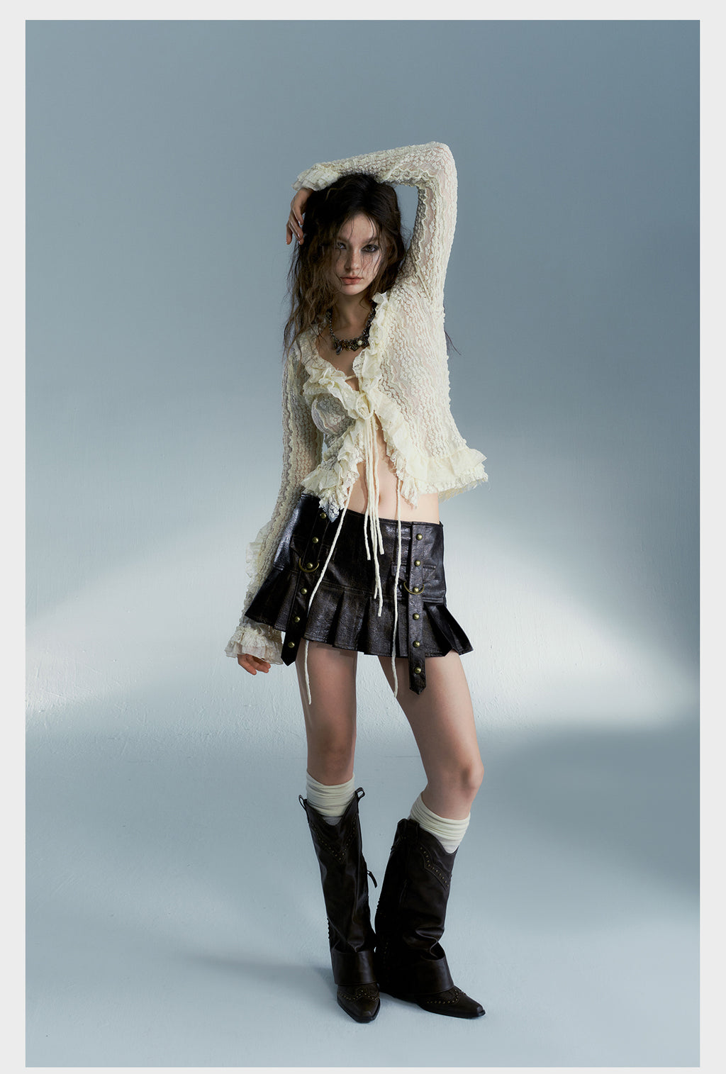 Heavy Wash Viscose Fiber Leather Skirt for Women Autumn Winter