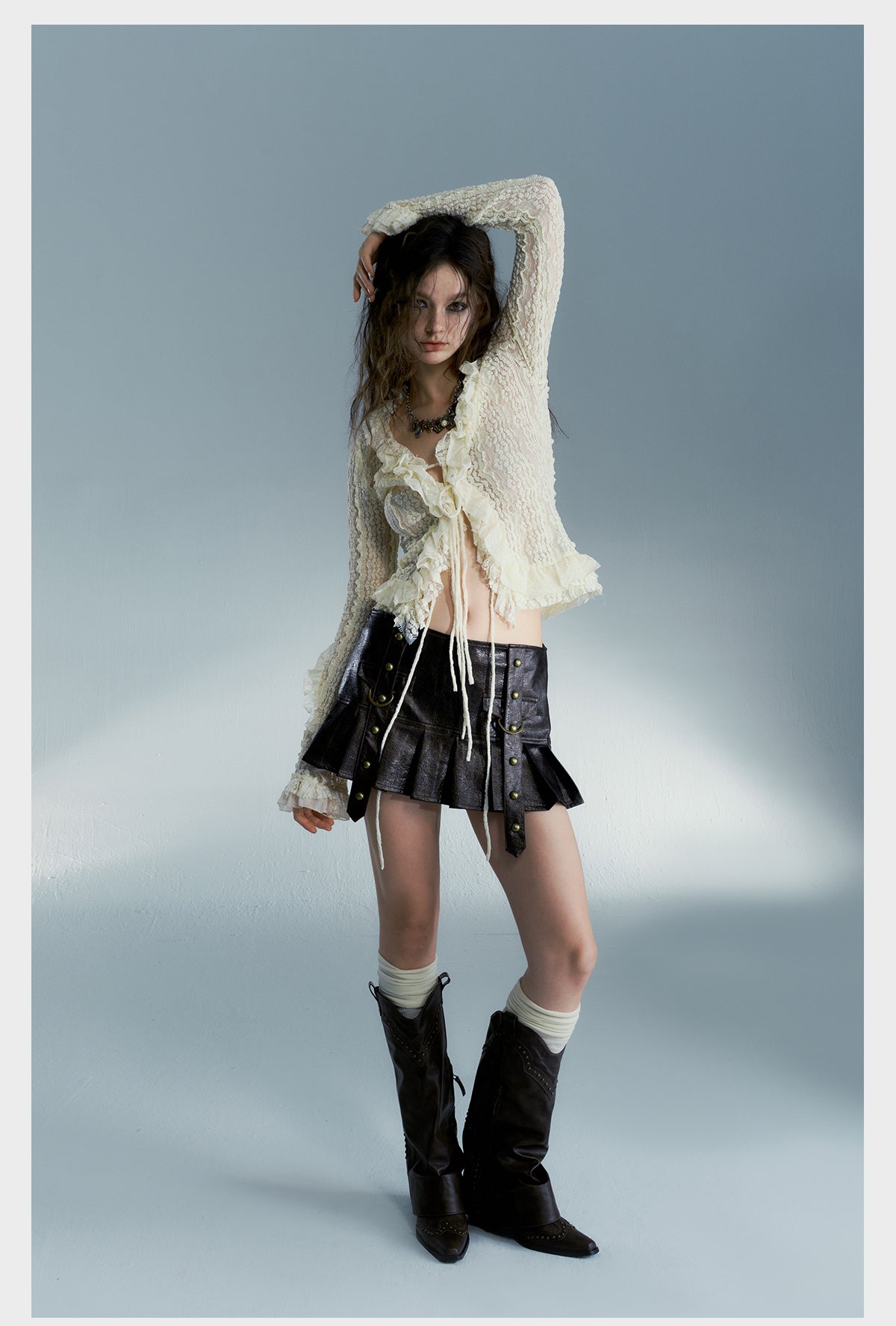 Heavy Wash Viscose Fiber Leather Skirt for Women Autumn Winter