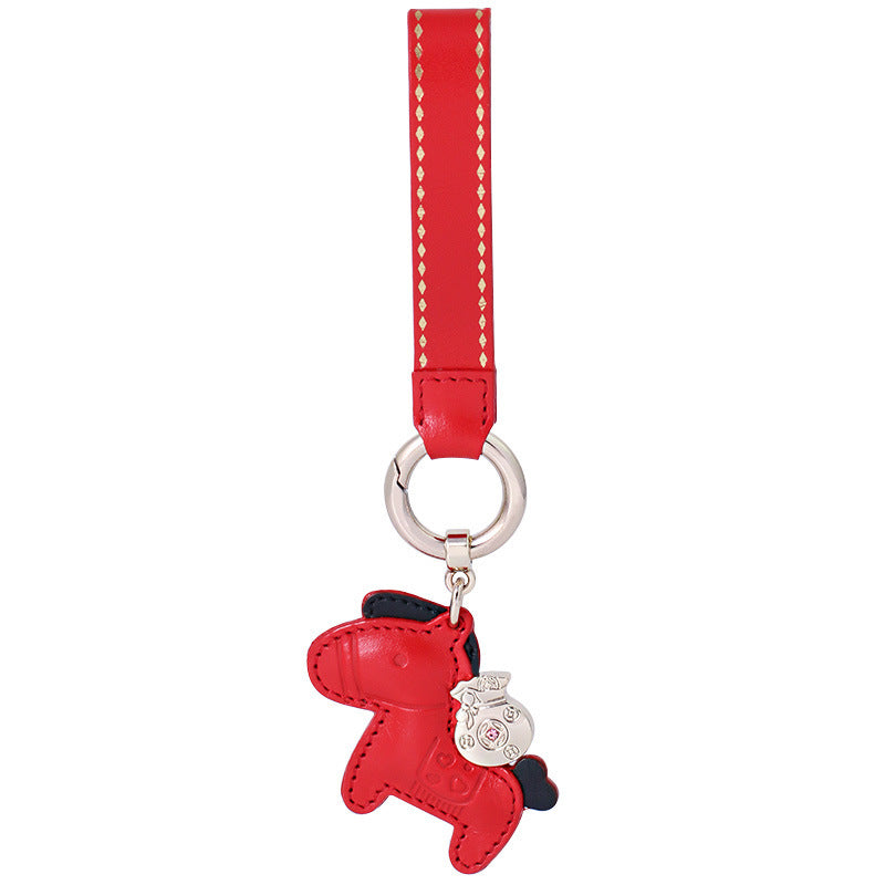 Genuine Leather High-end Keychain Immediately Rich Cowhide Vehicle-use Key Chain