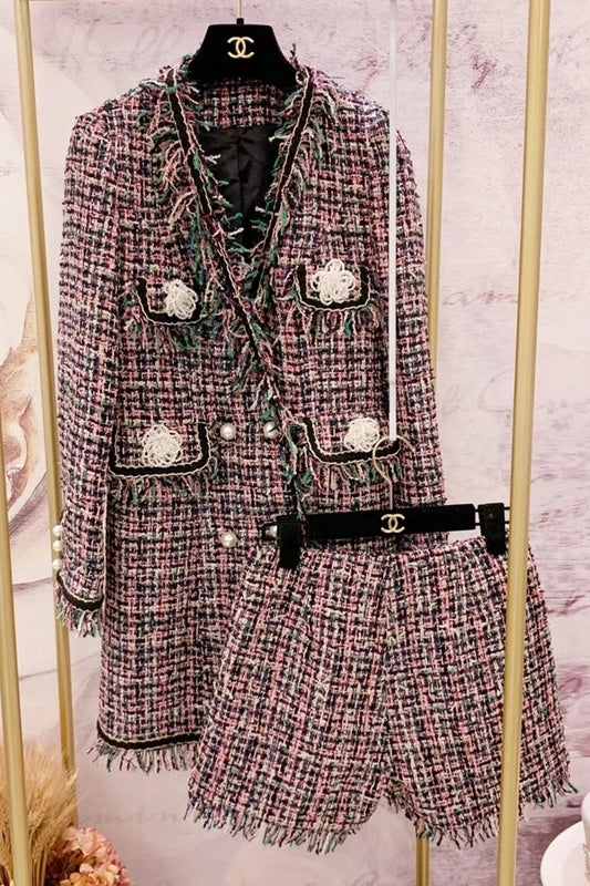 Two-piece Woven Woolen Coat Slim Slimming Medium-length Woolen Coat