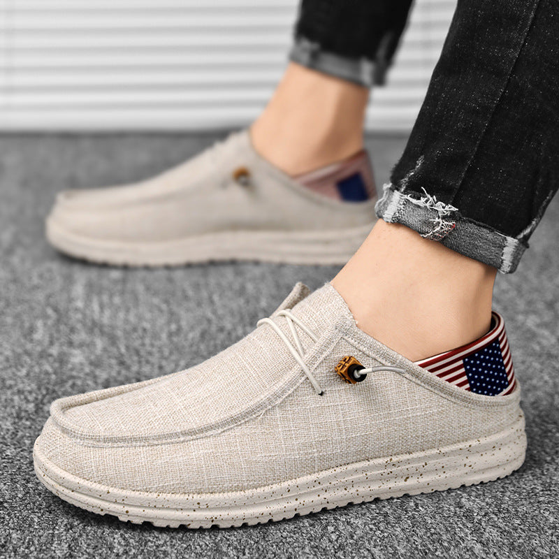 Men's Casual Canvas Shoes Mid Heel Black Blue Beige