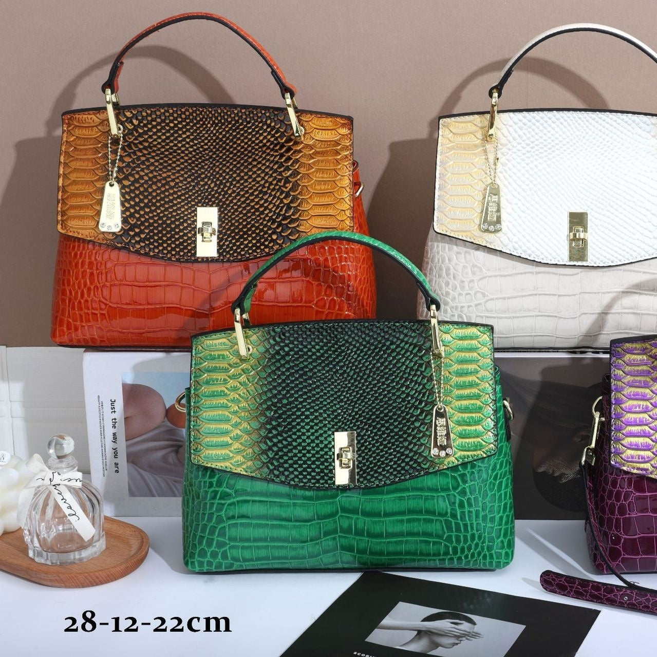 Colorful Crocodile & Snake Pattern Women's Crossbody Handbag