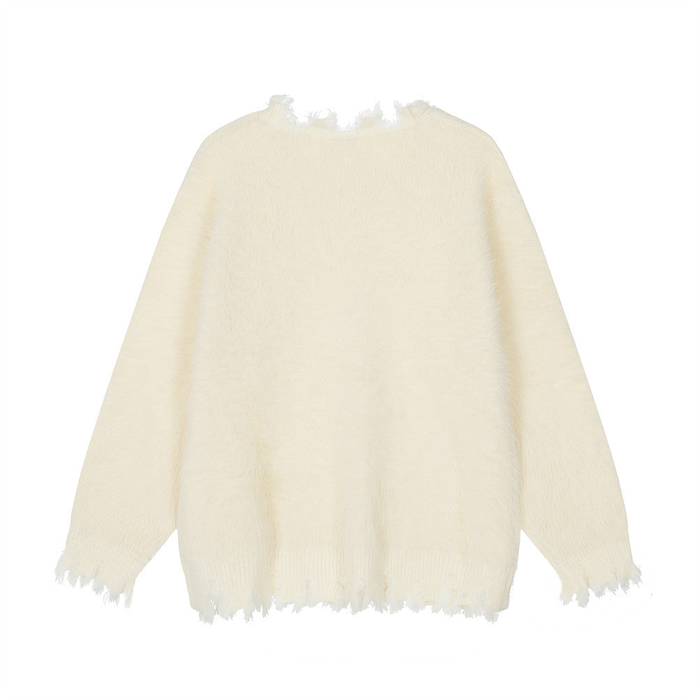 Flower Print Loose Sweater Bottoming Men