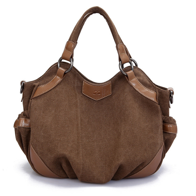 Classic High-Quality Canvas Women's Medium Handbag with Zipper