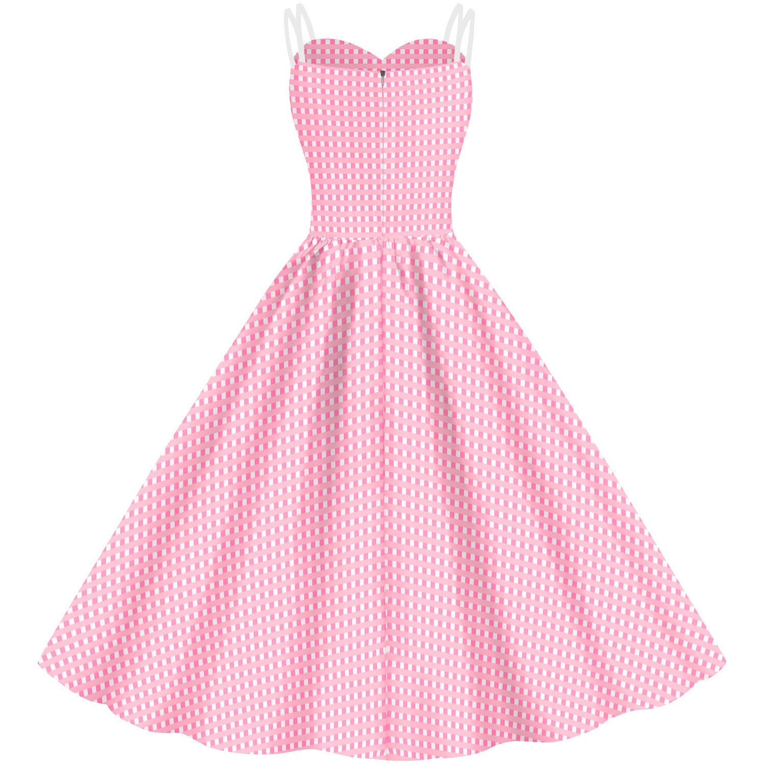 Women’s Barbie Pink Plaid Digital Print Dress