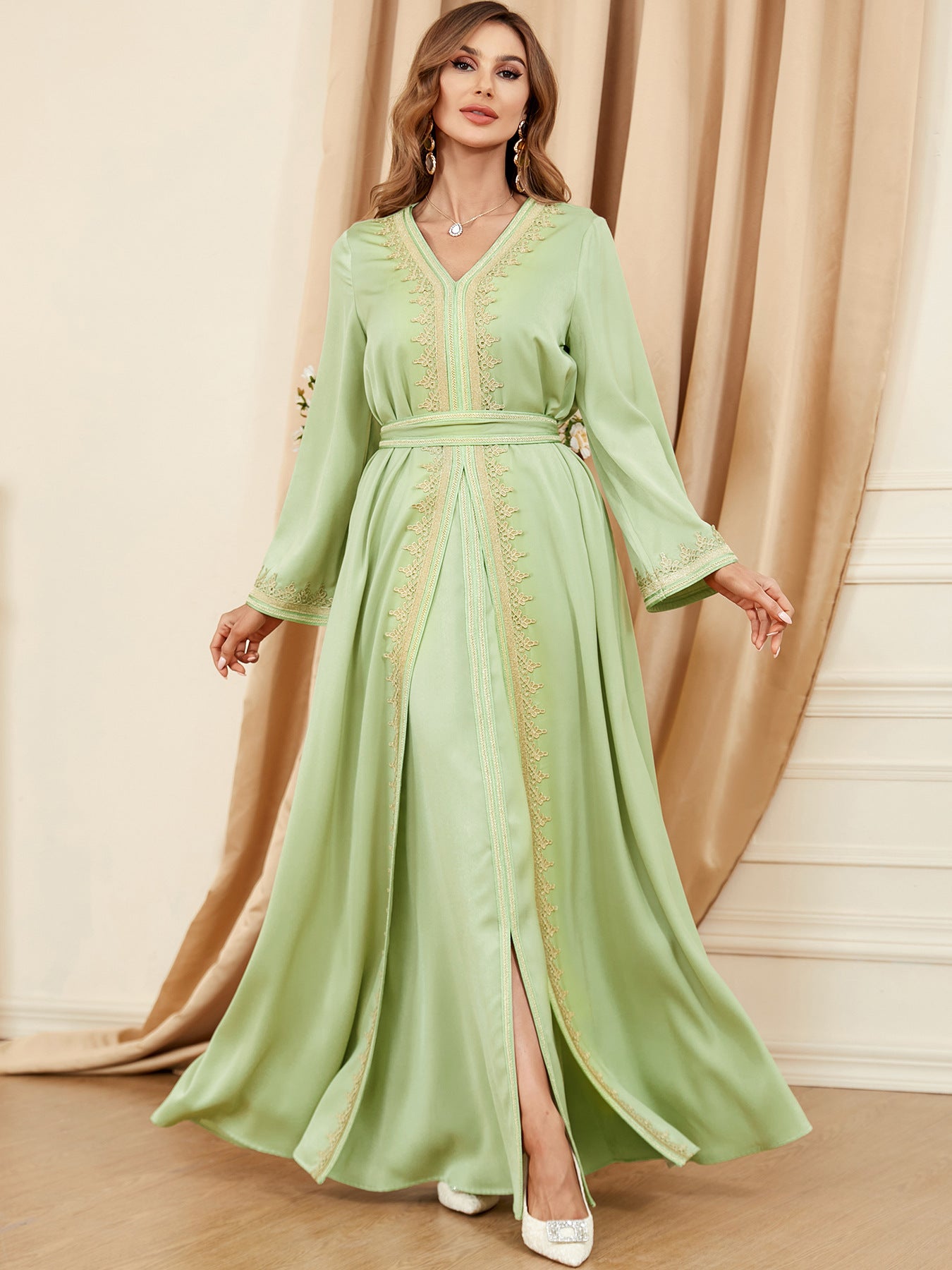 Muslim Women's Two-Piece Dress and Coat Set