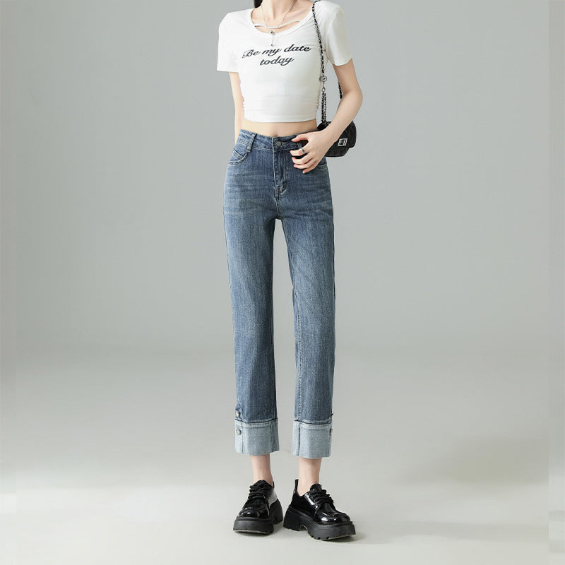 Women's Ankle-Length Straight-Leg Denim Pants