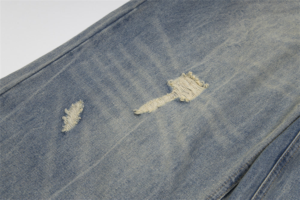 Loose Mid Waist Ripped Denim Jeans for Men and Women