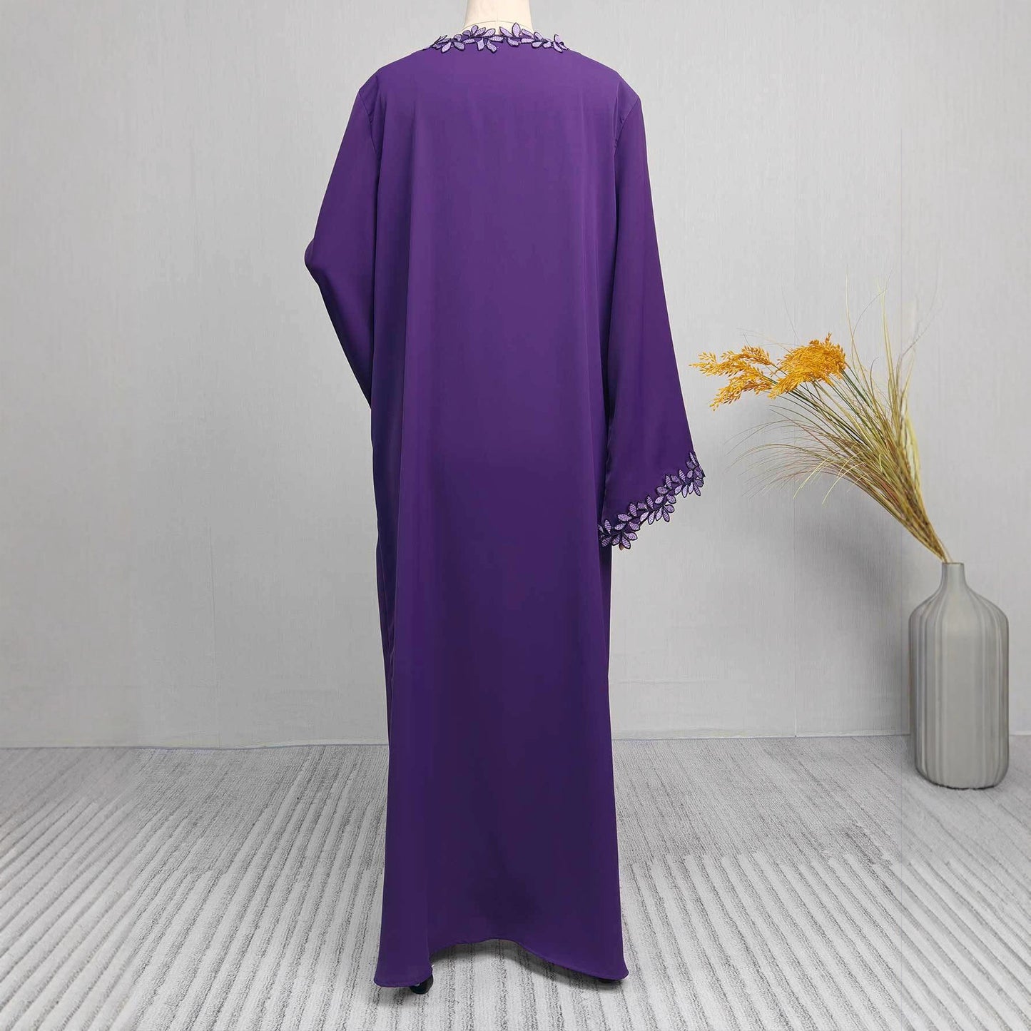 Robe abaya ample, élégante et tendance en dentelle pour femme