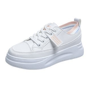 Women’s Casual White Sports Shoes with Cross Straps, Low Heel, Sizes 35-40