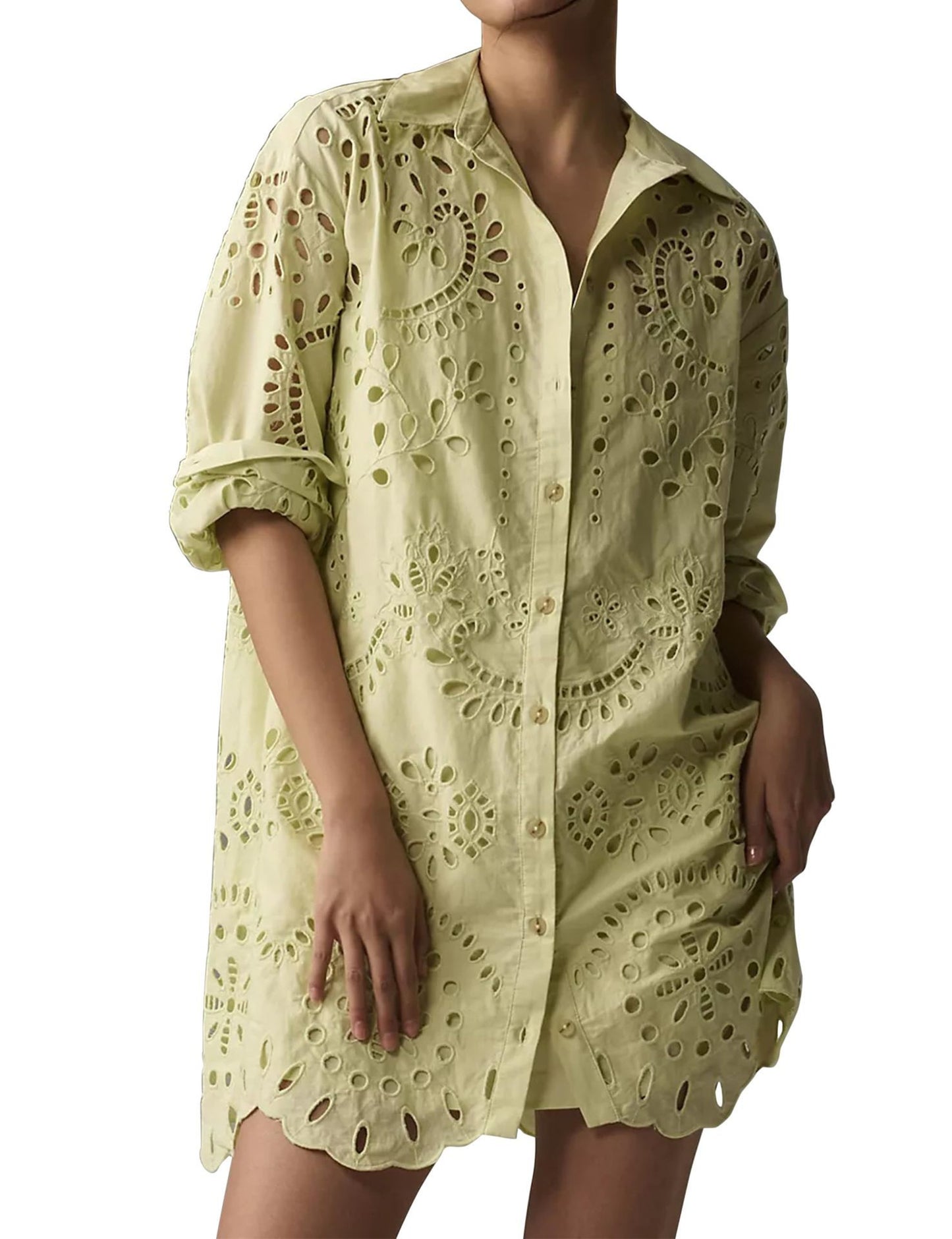 Women's Loose Long-sleeved Casual Hollow Pleated Shirt