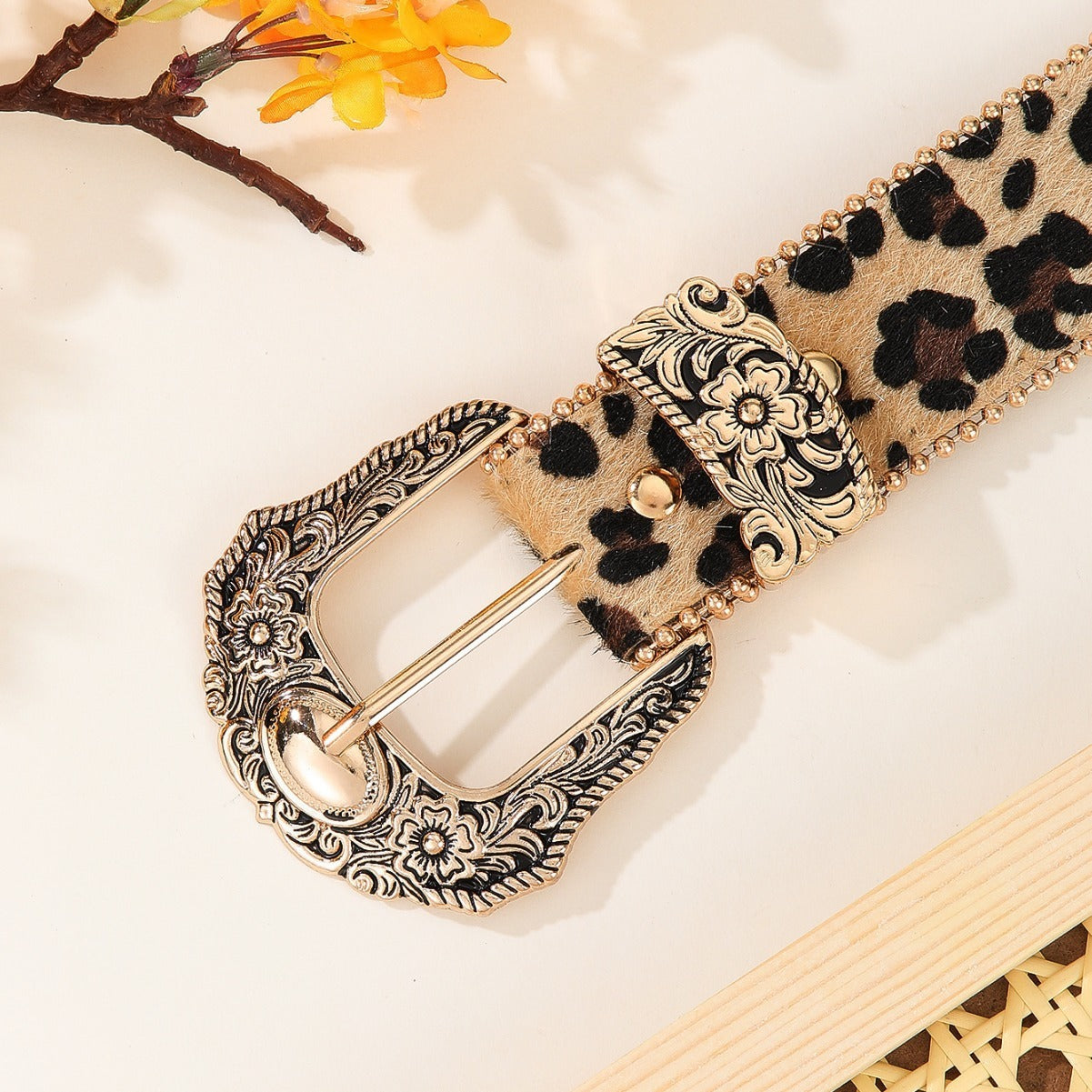 Ceinture en cuir PU large avec strass et boucle en alliage pour femme 3.8CM x 103CM