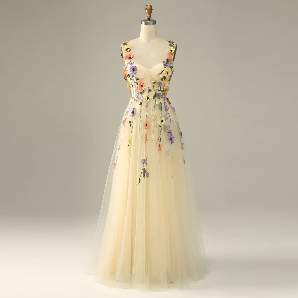 Champagne Korean Style Banquet Dress with Waistband and Zipper