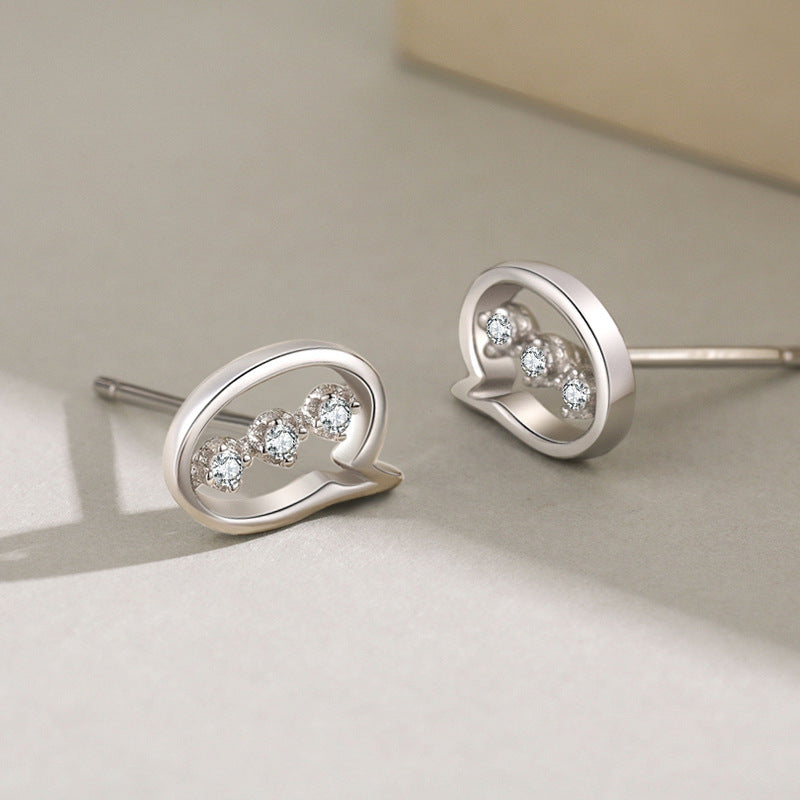 Boucles d'oreilles clous en argent sterling 925 avec zircon et diamant