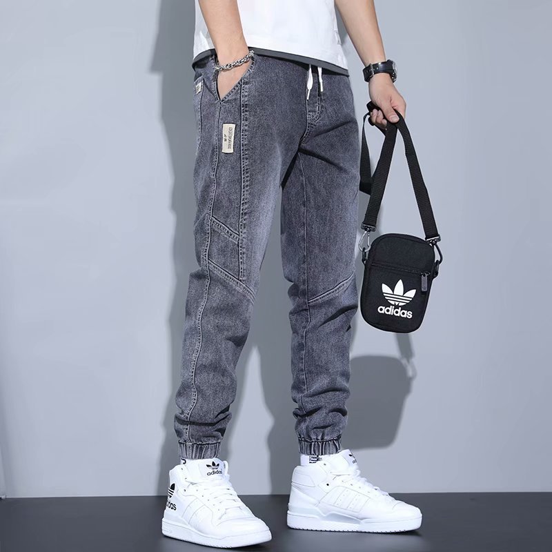 Men's Slim Fit High Waist Denim Jeans Straight Leg Pants