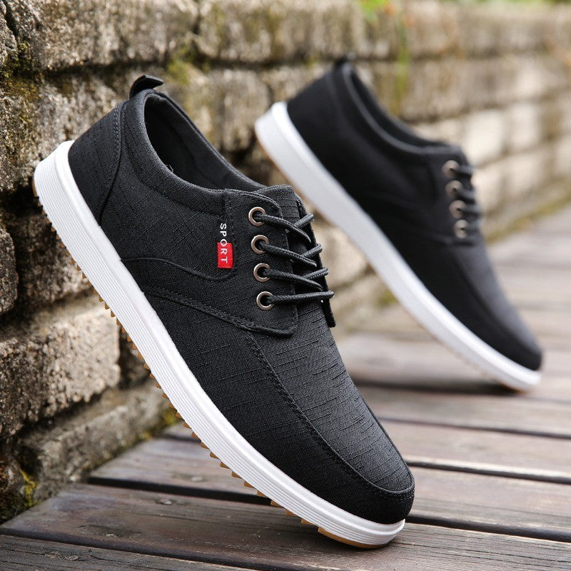 Chaussures plates décontractées en toile respirante à lacets pour hommes