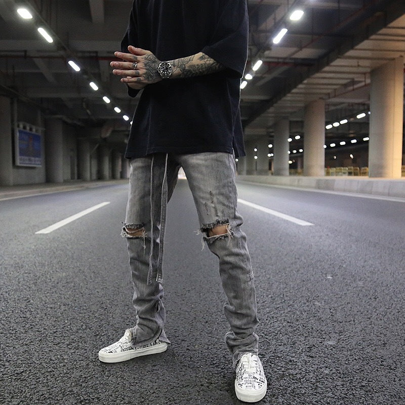 Jeans en Coton Zippés avec Guide des Tailles