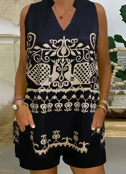 Women's Casual And Comfortable Sleeveless Two-piece Set