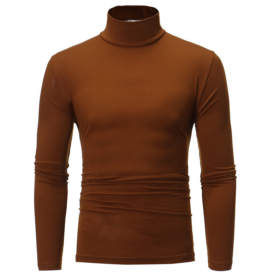 Haut T-shirt fin à manches longues et col montant en soie de lait