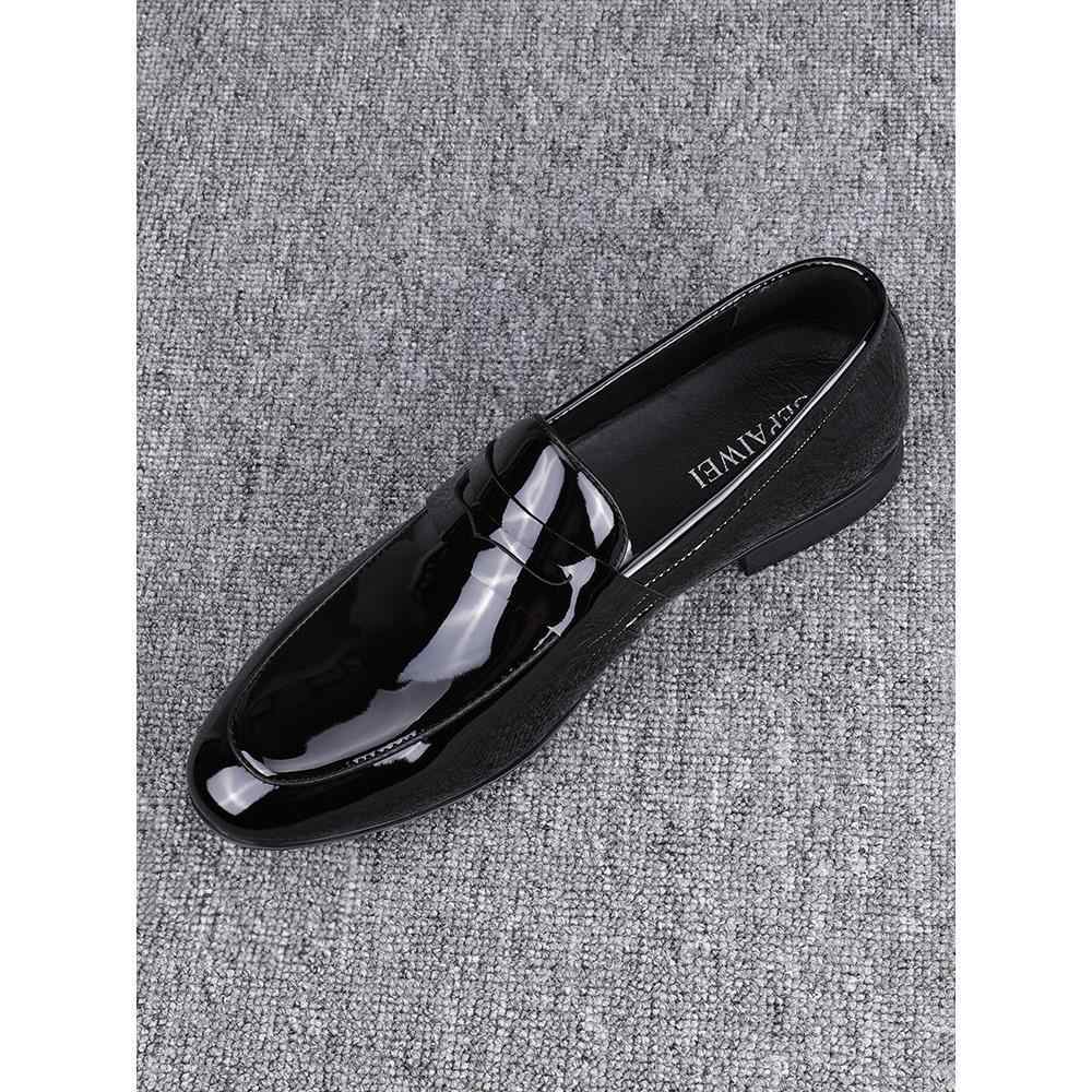 Black Leather Slip-On Breathable Casual Business Shoes