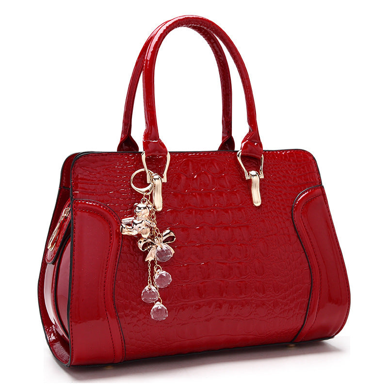 Casual Portable Women’s One-Shoulder PU Messenger Bag with Rhinestones