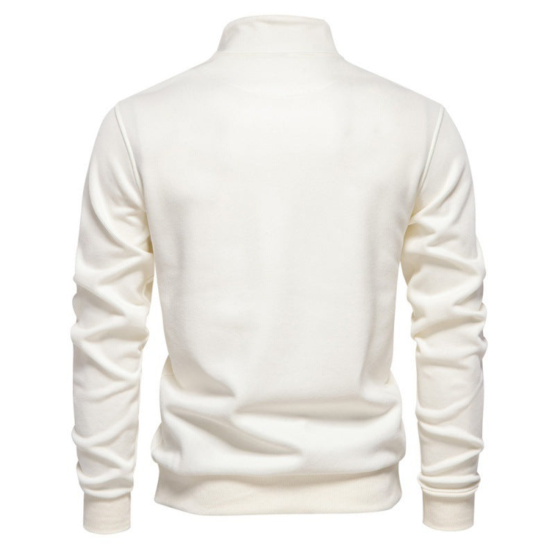 Half Zipper Casual Sweater with Pocket Decoration Basic Style