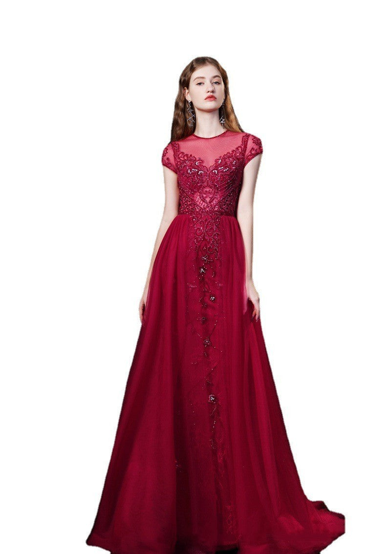 Sen French Dream Luxury Red Acrylic A-Line Evening Dress