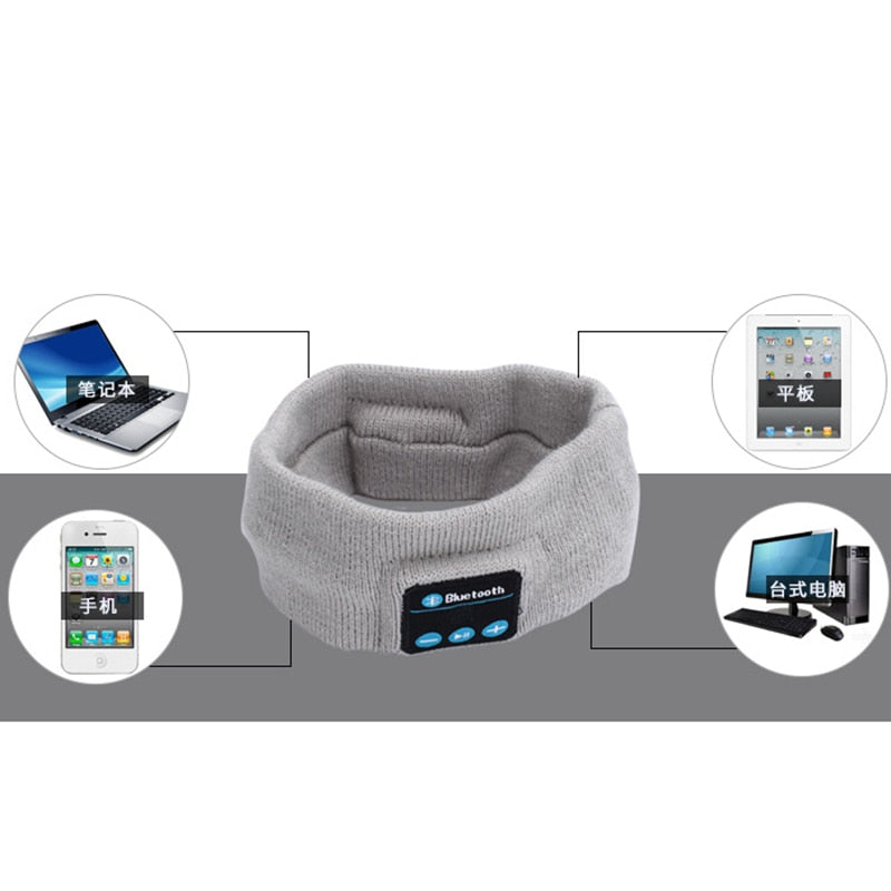 Wireless Bluetooth Music Headband with Built-In Mic and Rechargeable Battery
