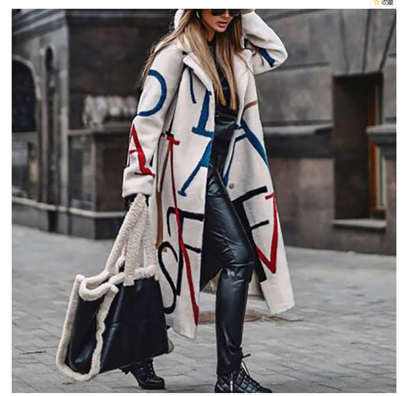 Women's Loose Large Size Printed Animal Pattern Windbreaker Coat