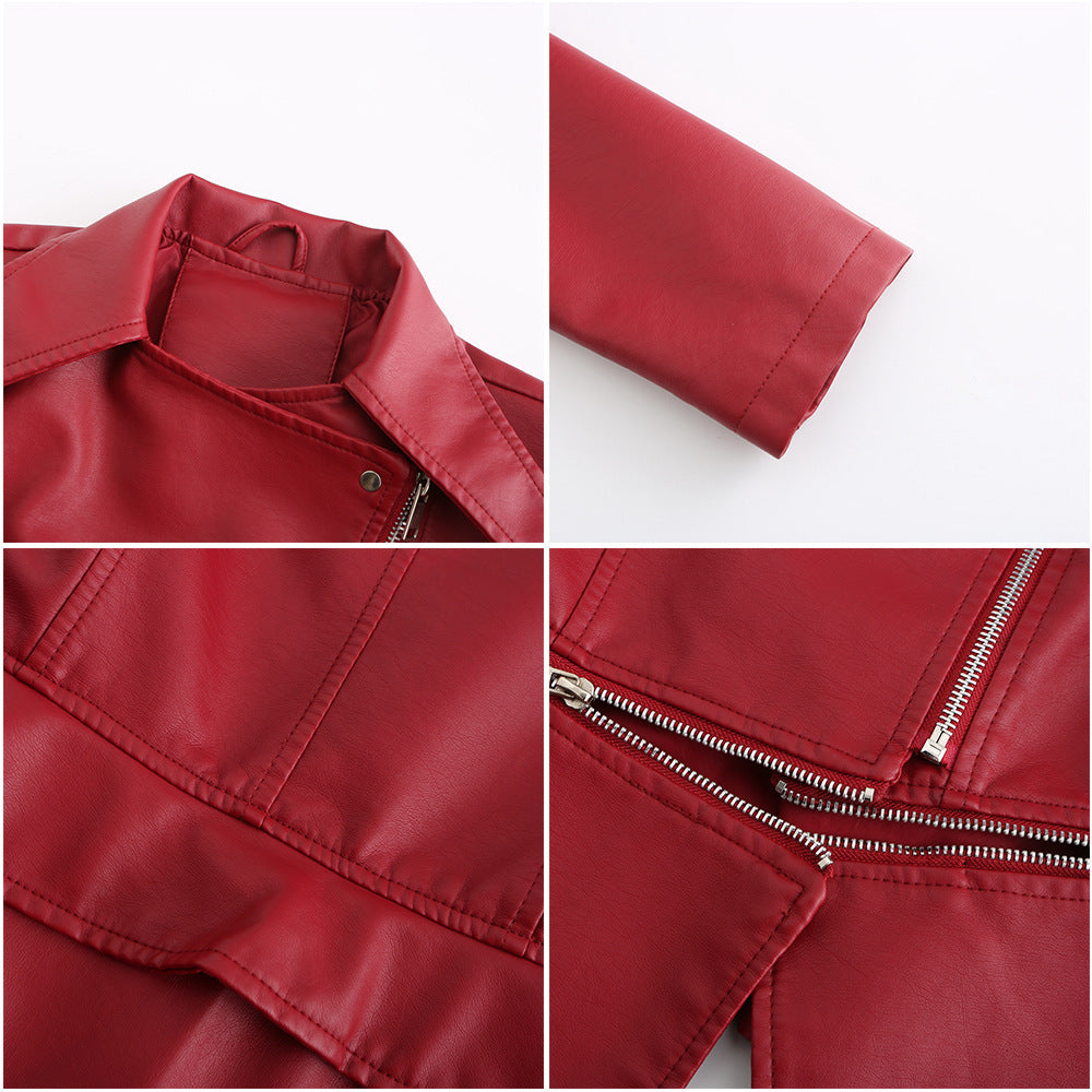 Slim Fit Motorcycle Jacket in Faux Leather, Multiple Colors & Sizes