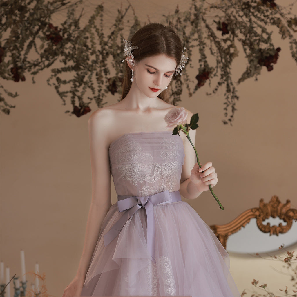 Robe longue bustier violette en polyester pour femme