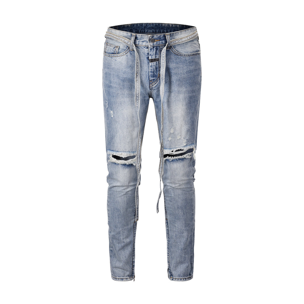 Jeans en Coton Zippés avec Guide des Tailles