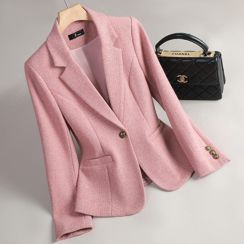 Women's Wool Suit Jacket in Pink, Brown & Gray - Sizes S-XXXL