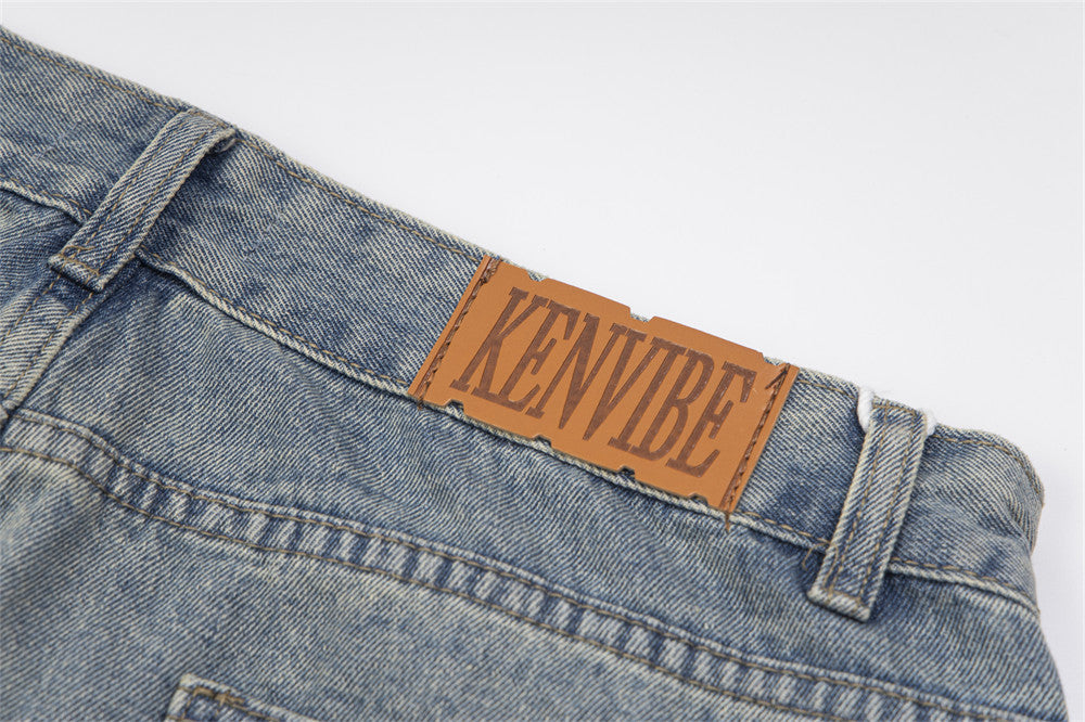 Loose Mid Waist Ripped Denim Jeans for Men and Women