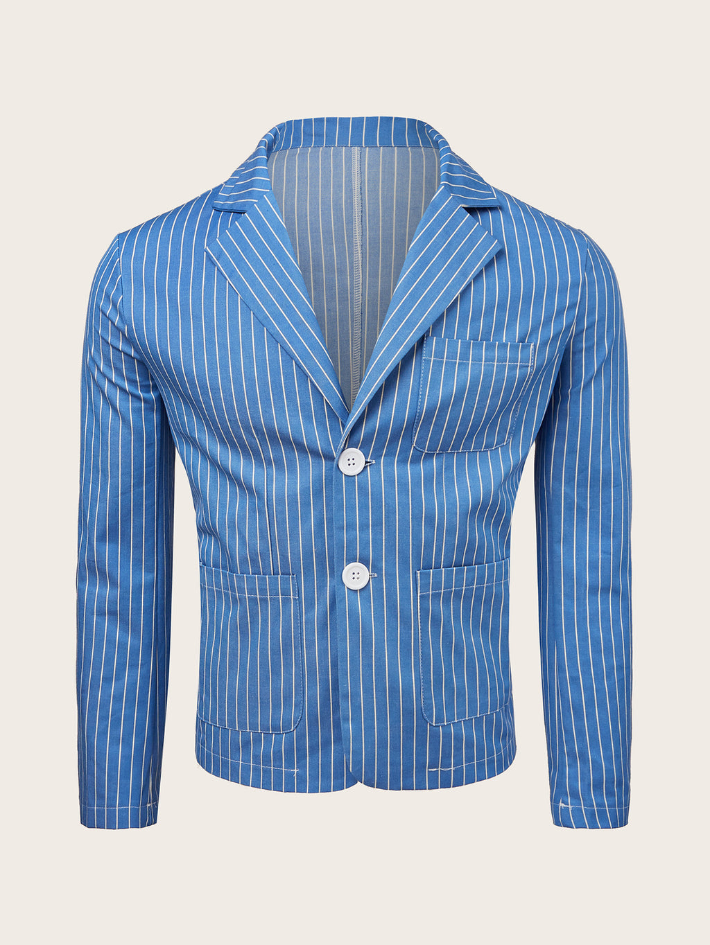 Veste de costume décontractée ample rayée et fine en coton et lin pour homme