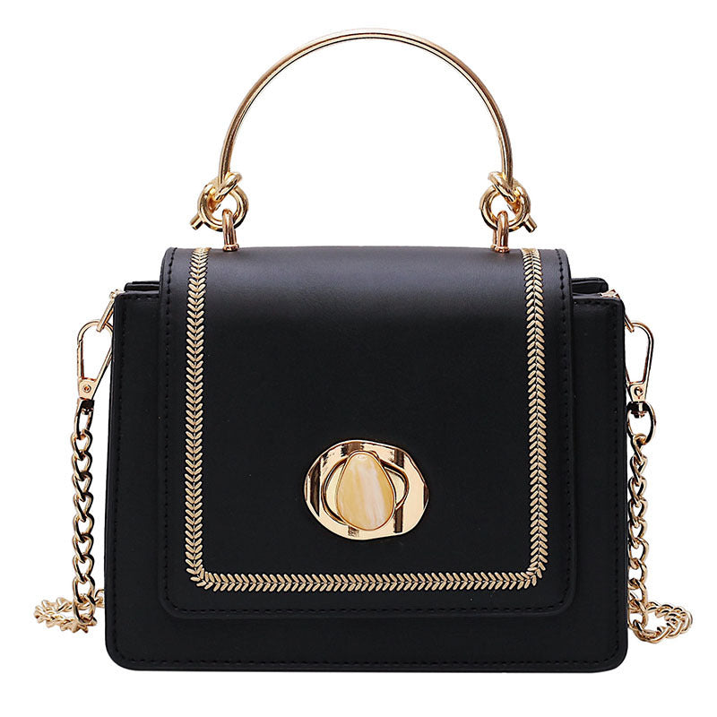 Personalized PU Metal Lock Handbag Horizontal Square