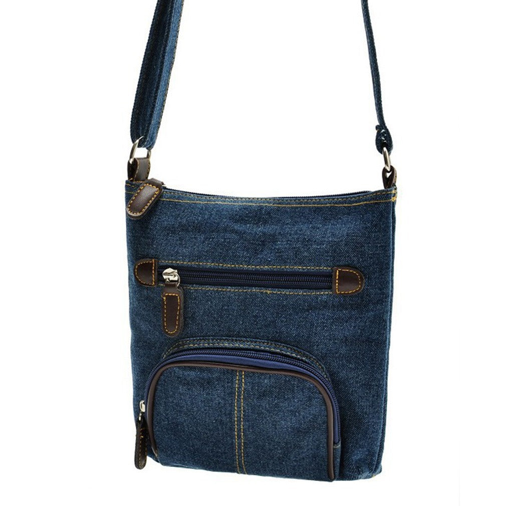 Sac portable en jean bleu rétro à une épaule 22x19x4cm